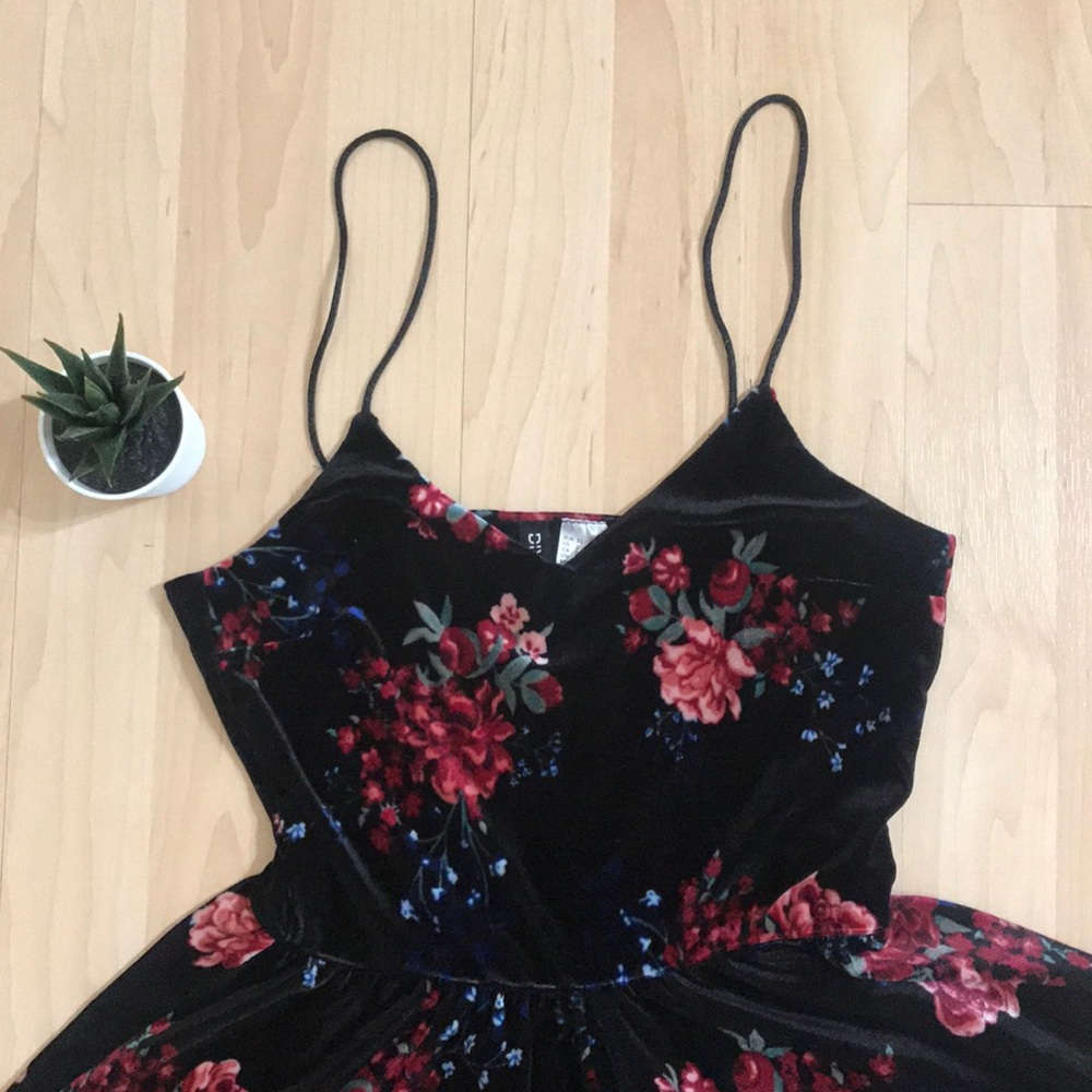 Velvet floral romper
